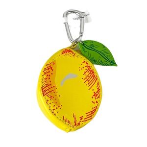 Vera Bradley Lemon Coin Purse with Carabiner Yellow